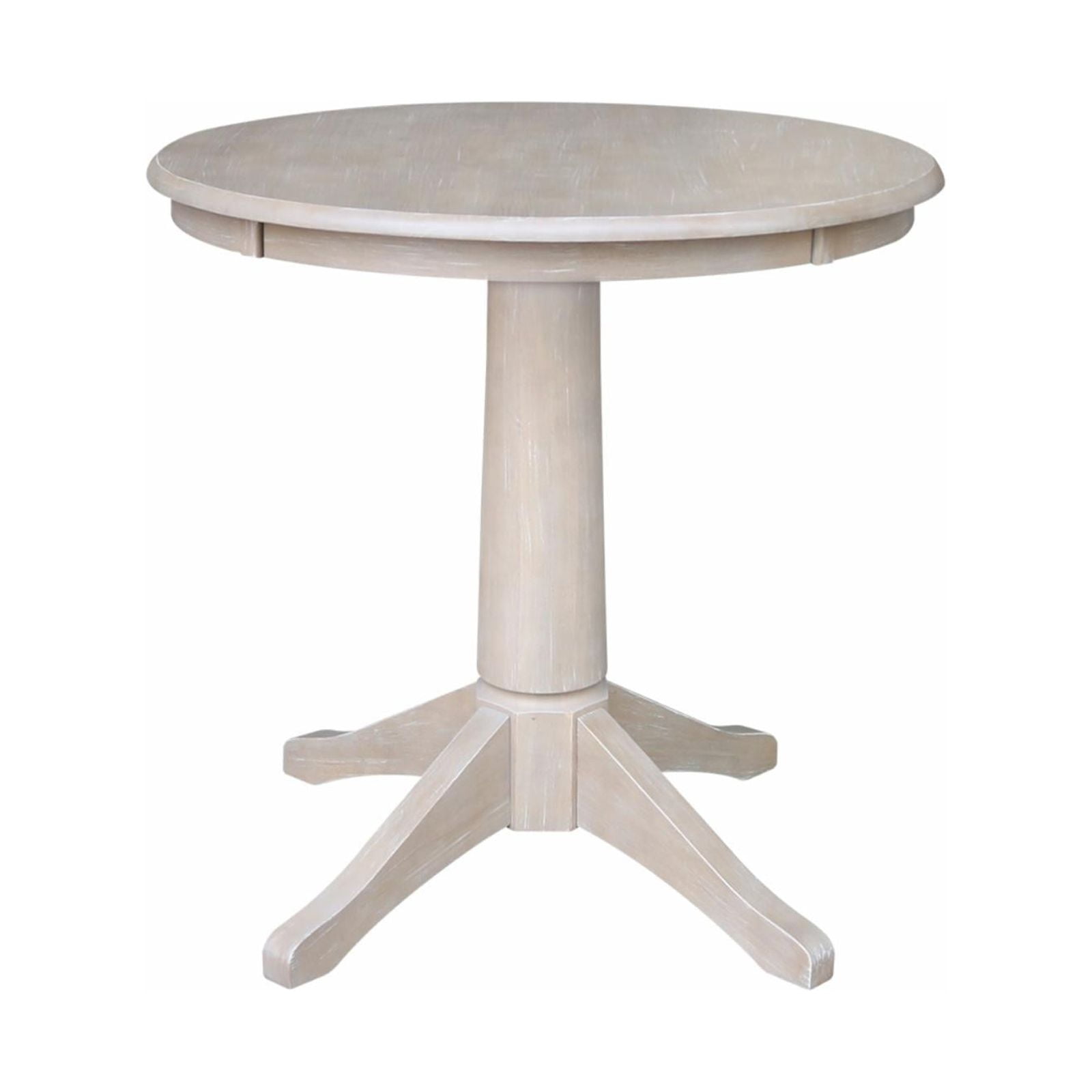 Elegant French Country Round Pedestal Dining Table in Weathered Gray