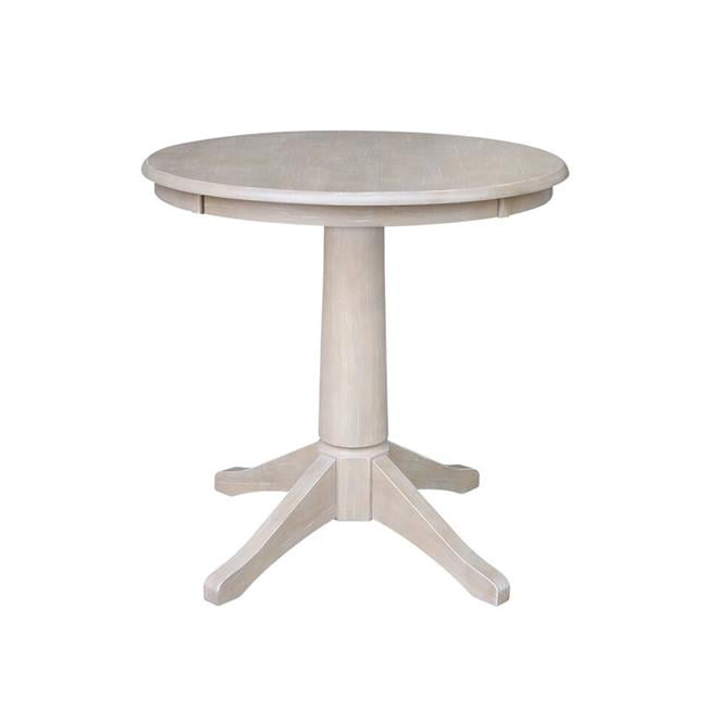 Elegant French Country Round Pedestal Dining Table in Weathered Gray