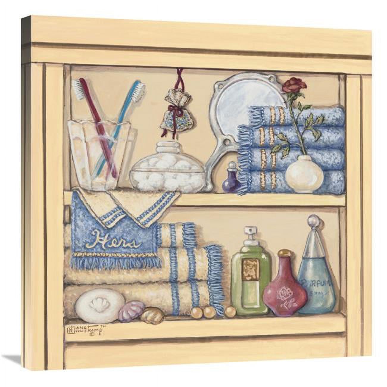 30 x 30 in. Her Bathroom Shelf Art Print - Janet Kruskamp - Walmart.com