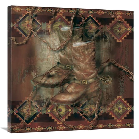 30 x 30 in. Western Boot Art Print - Alma Lee