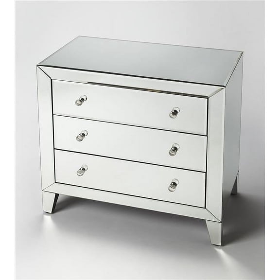 30 x 30 x 17 in. Emily Clear Mirrored Drawer Chest