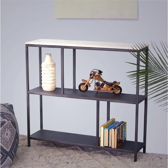 30 x 32 x 8 in. Black & White Marble Bookshelf