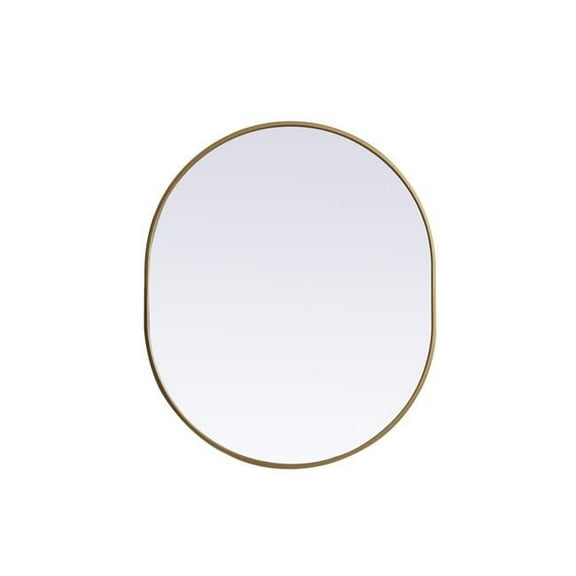 30 x 36 in. Metal Frame Oval Mirror, Brass