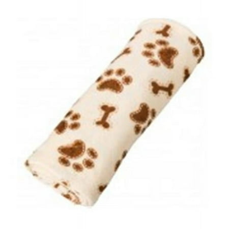 30 x 38 in. Snuggler Bones-Paws Print Blanket, Cream