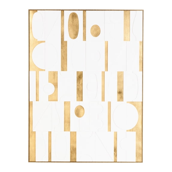30" x 39" Geometric Shape Abstract Framed Wall Art with Gold Accents, by DecMode