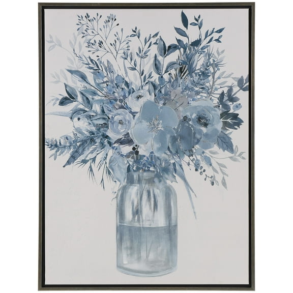 30" x 40" Bouquet Floral Framed Wall Art with Silver Frame, by DecMode