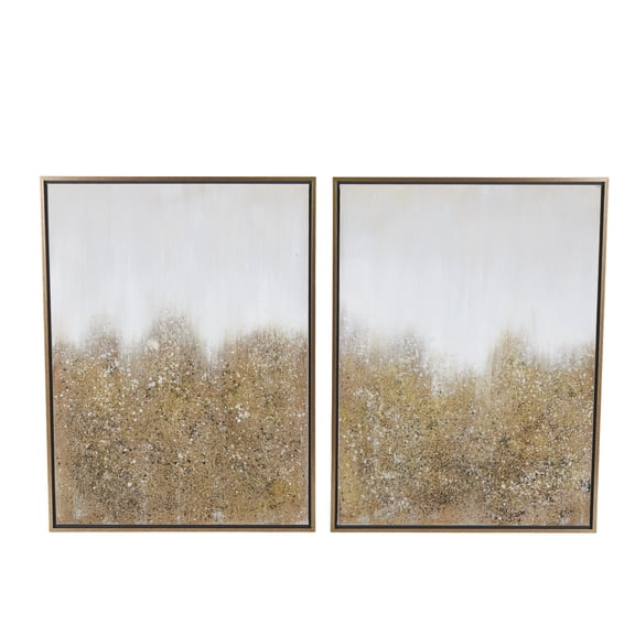 30" x 40" Textured Splatter Abstract Framed Wall Art with Glitter Flakes, by CosmoLiving by Cosmopolitan (2 Count)