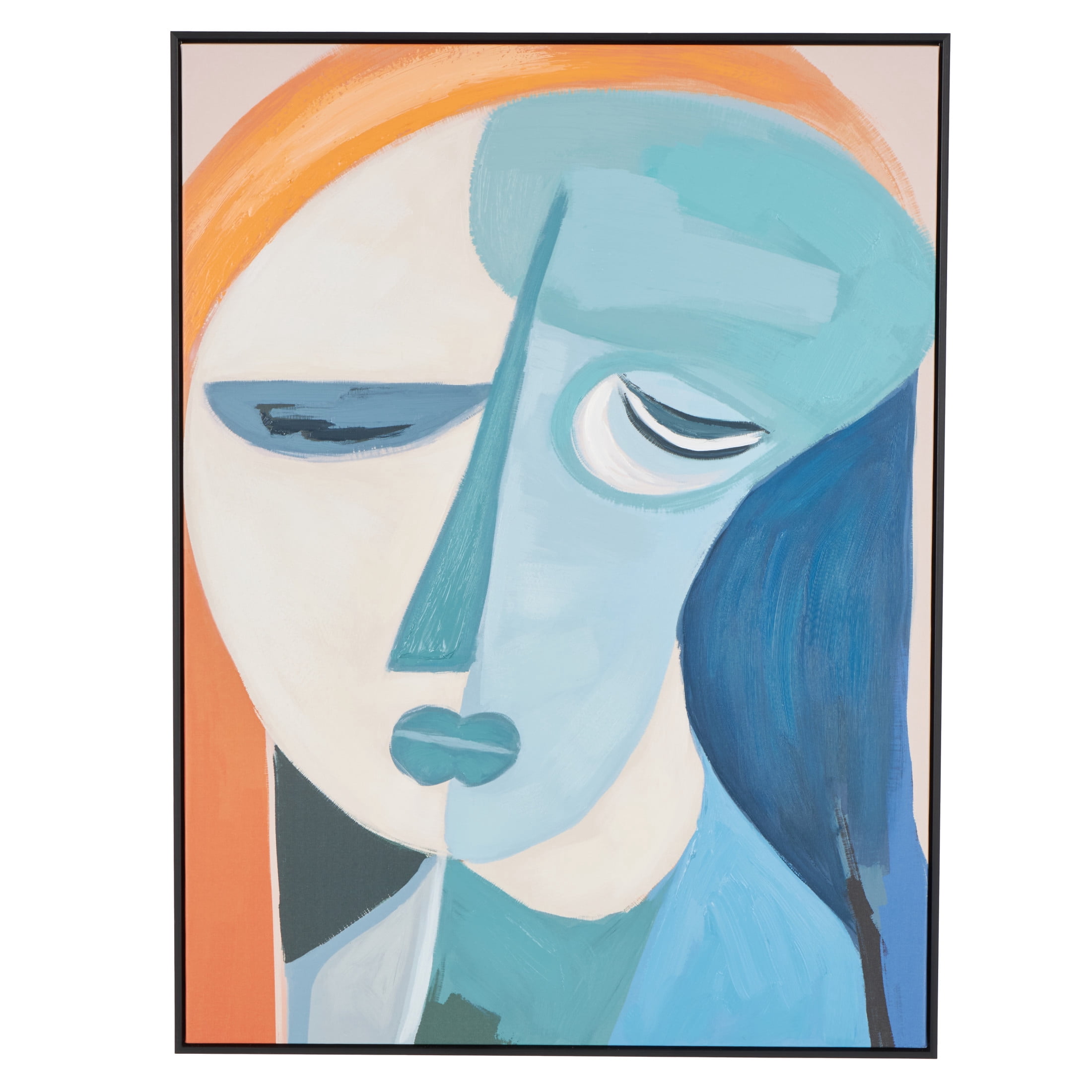 30" x 40" Impressionist Woman Framed Wall Art with Brushed Paint Strokes and Black Frame, by DecMode