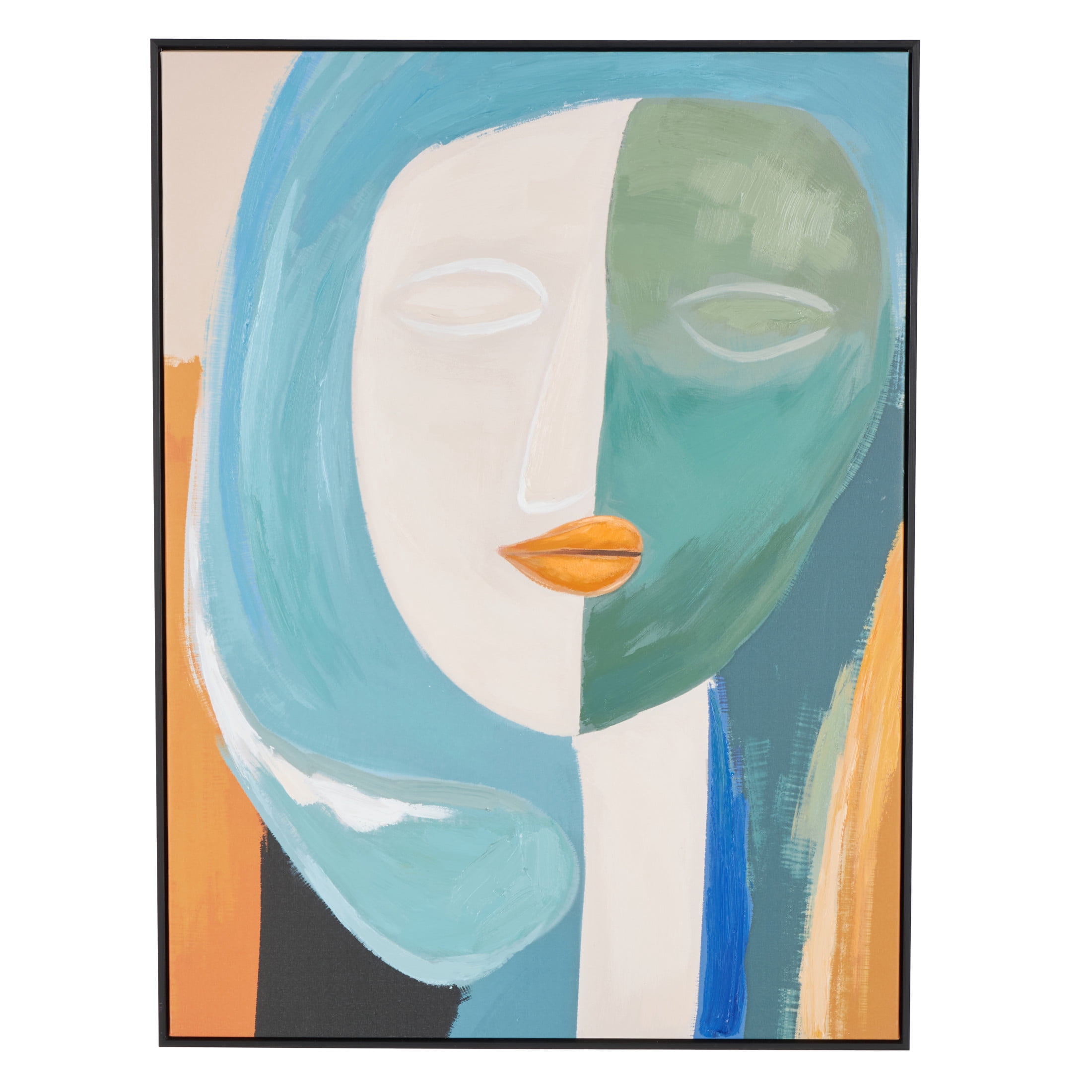 30" x 40" Impressionist Woman Framed Wall Art with Brushed Paint Strokes and Black Frame, by DecMode