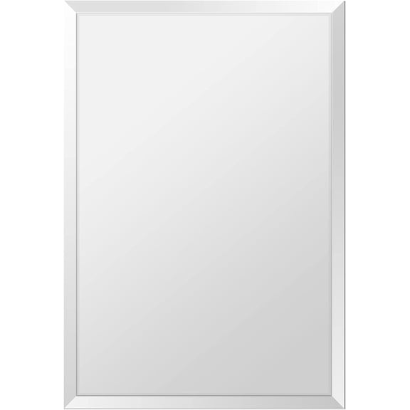 30" x 40" Inch Rectangle Beveled Polished Frameless Wall Mirror with Hooks by (MRec30x40BE6MM)