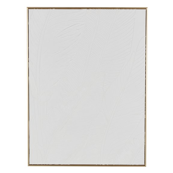 30" x 40" Textured Leaf Framed Wall Art with Gold Frame, by DecMode