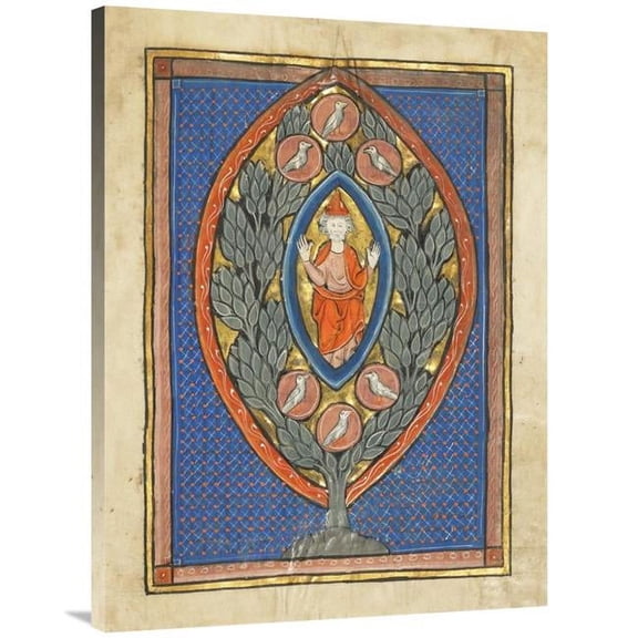 30 x 40 in. A Man Enthroned within a Mandorla in a Tree Art Print - Franco-Flemish 13th Century