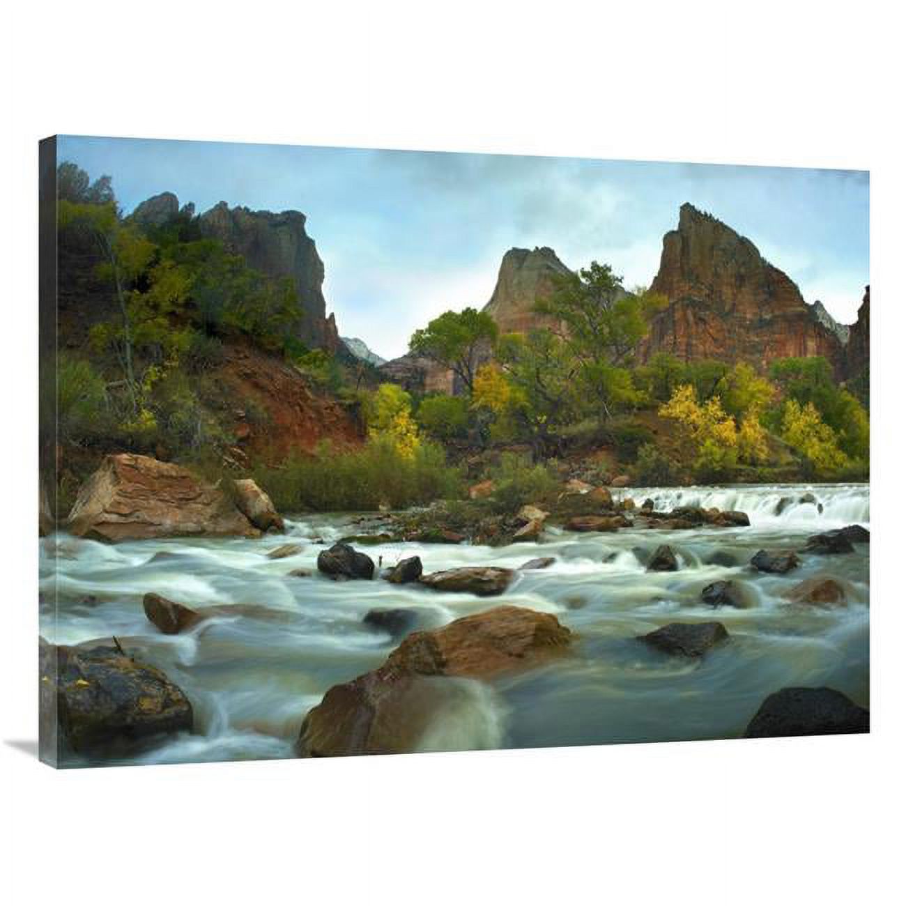 30 x 40 in. Court of the Patriarchs Rising Above River, Zion National