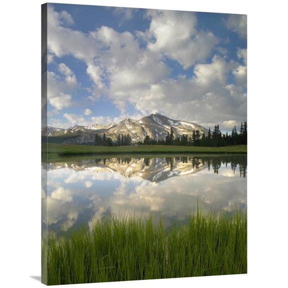 30 x 40 in. Mammoth Peak & Scattered Clouds Reflected in Lake, Yosemite National Park, California Art Print - Tim Fitzharris