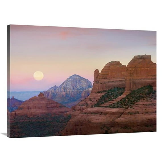 30 x 40 in. Moon Setting As Seen From Shelby Hill, Sedona, Arizona Art Print - Tim Fitzharris