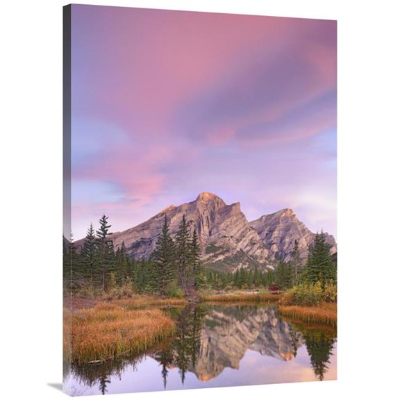 30 x 40 in. Mount Kidd & Trees Reflected in Pond, Alberta, Canada Art Print - Tim Fitzharris