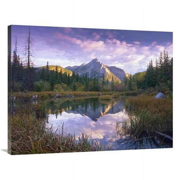 30 x 40 in. Mount Lorette & Spruce Trees Reflected in Lake, Alberta, Canada Art Print - Tim Fitzharris