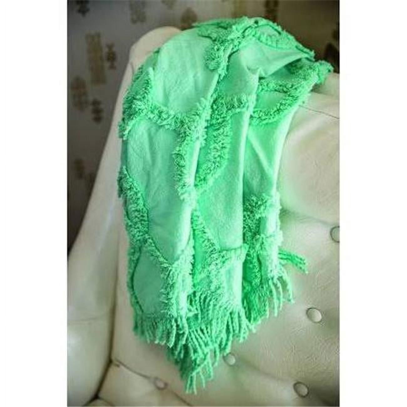 30 x 40 in. Tufted Cotton Sofa Throw Blanket, Mint