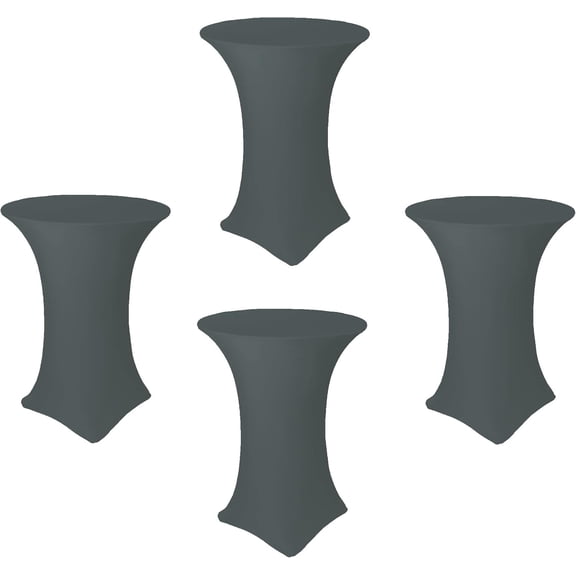 30 x 42 Inch Highboy Cocktail Stretch Table Cover (Dark Grey, 4 Pack)