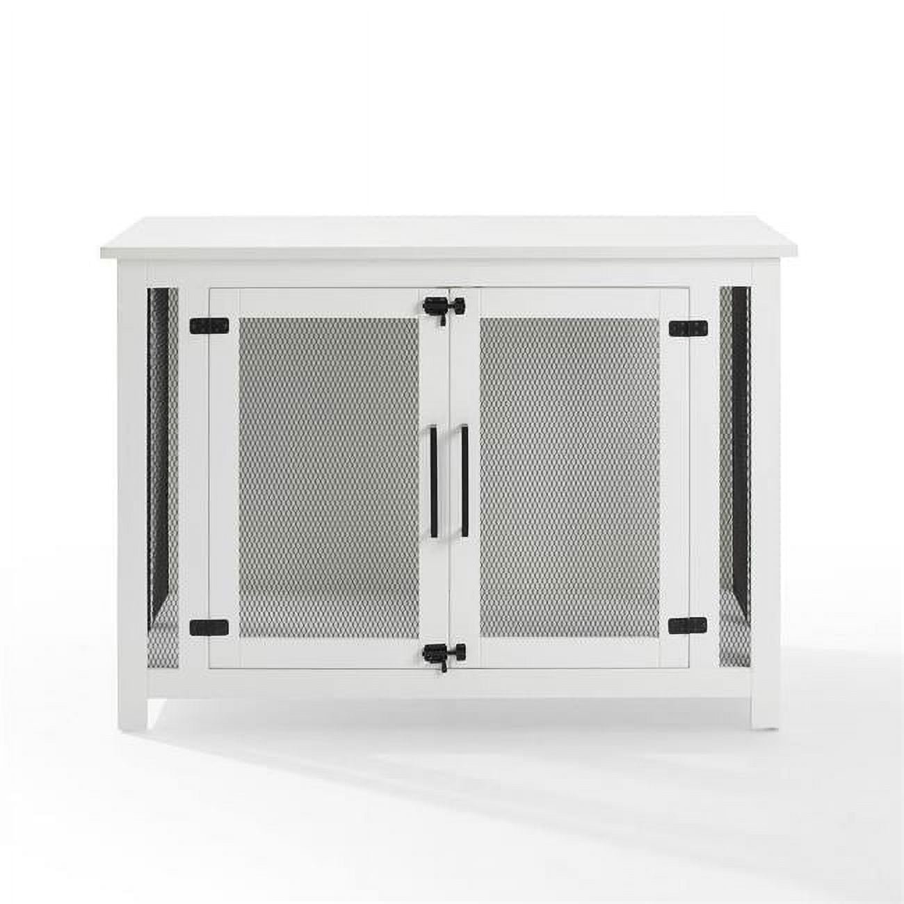 White and Black Steel Mesh Dog Crate Console Table