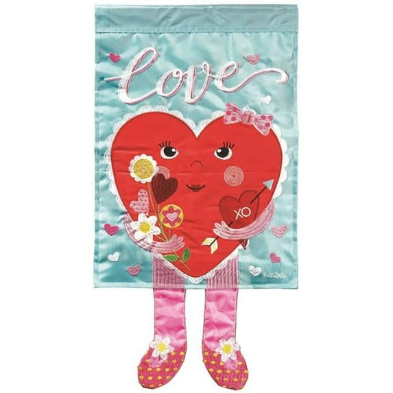 30 x 44 in. Heart Love Garden Flag Applique