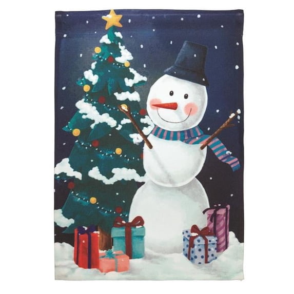 30 x 44 in. Print Snowman & Tree Polyester Garden Flag - Large