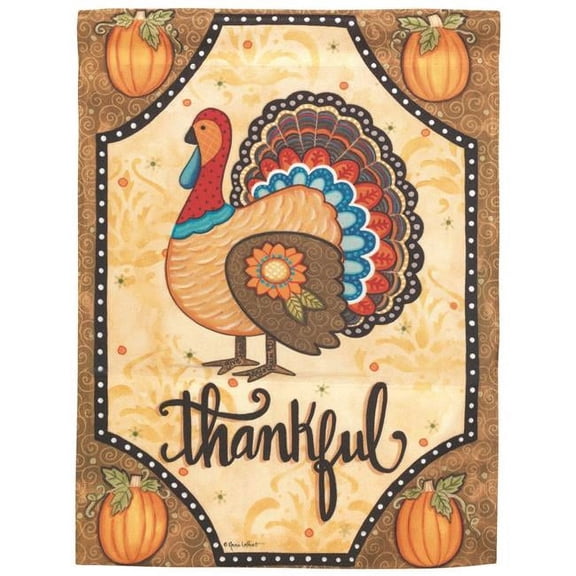 30 x 44 in. Turkey Thankful Printed Garden Flag - Large