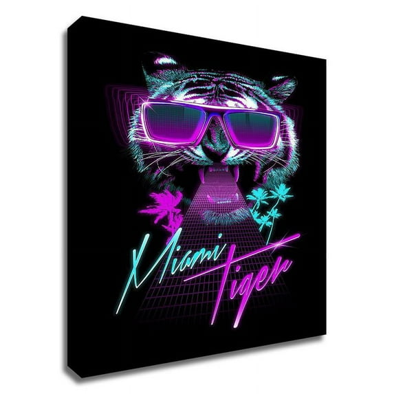 30" x 45" Miami Tiger by Robert Farkas - Wall Art Print on Canvas Fabric Pink