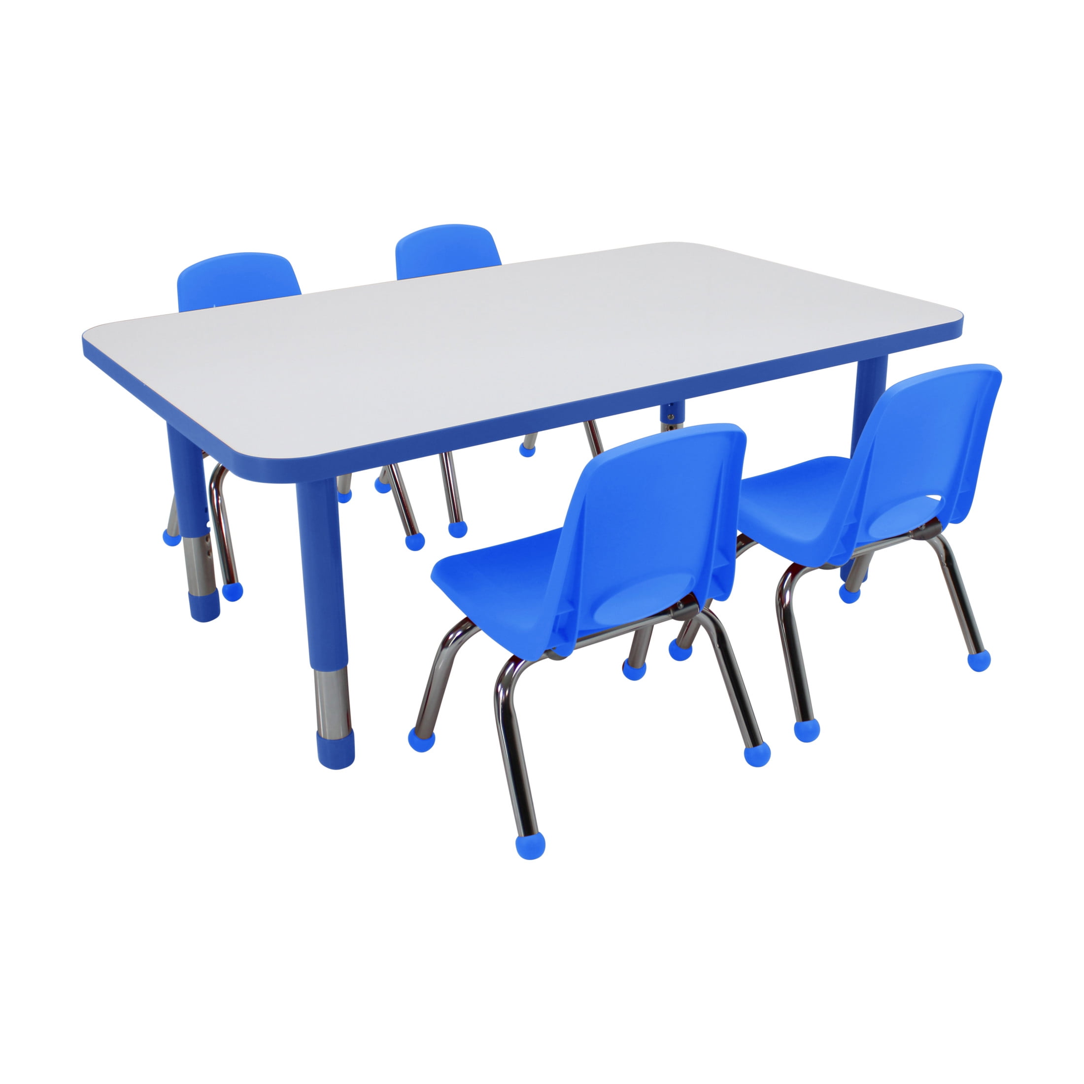 Factory Direct Partners Kids Dry-Erase Activity Table and Stack Chair Set, White Blue