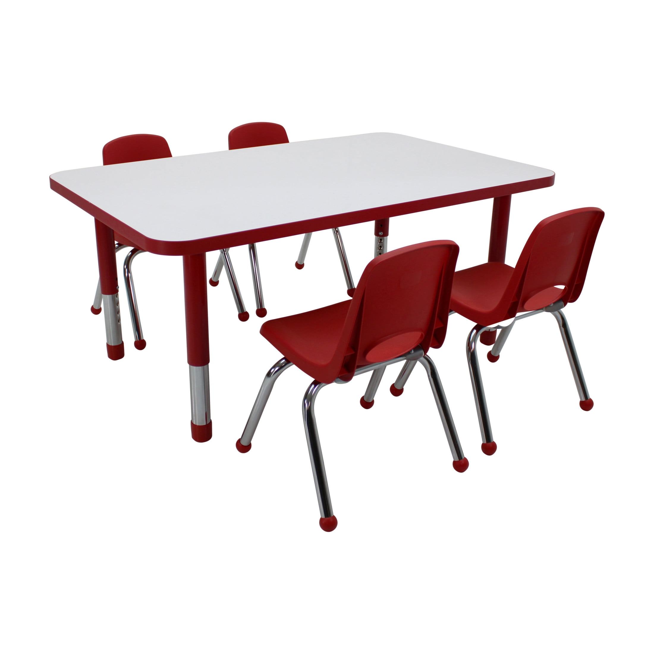 Factory Direct Partners Kids Dry-Erase Activity Table and Stack Chair Set, White Blue