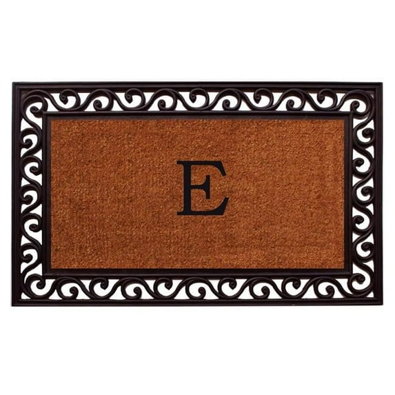 30 x 48 in. Rembrandt Monogram Rectangular Doormat, Natural & Black - Letter E