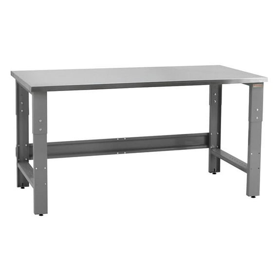 30 x 48 x 30 to 36 in. Adjustable Height Roosevelt Workbenches with Stainless Steel Top, Gray