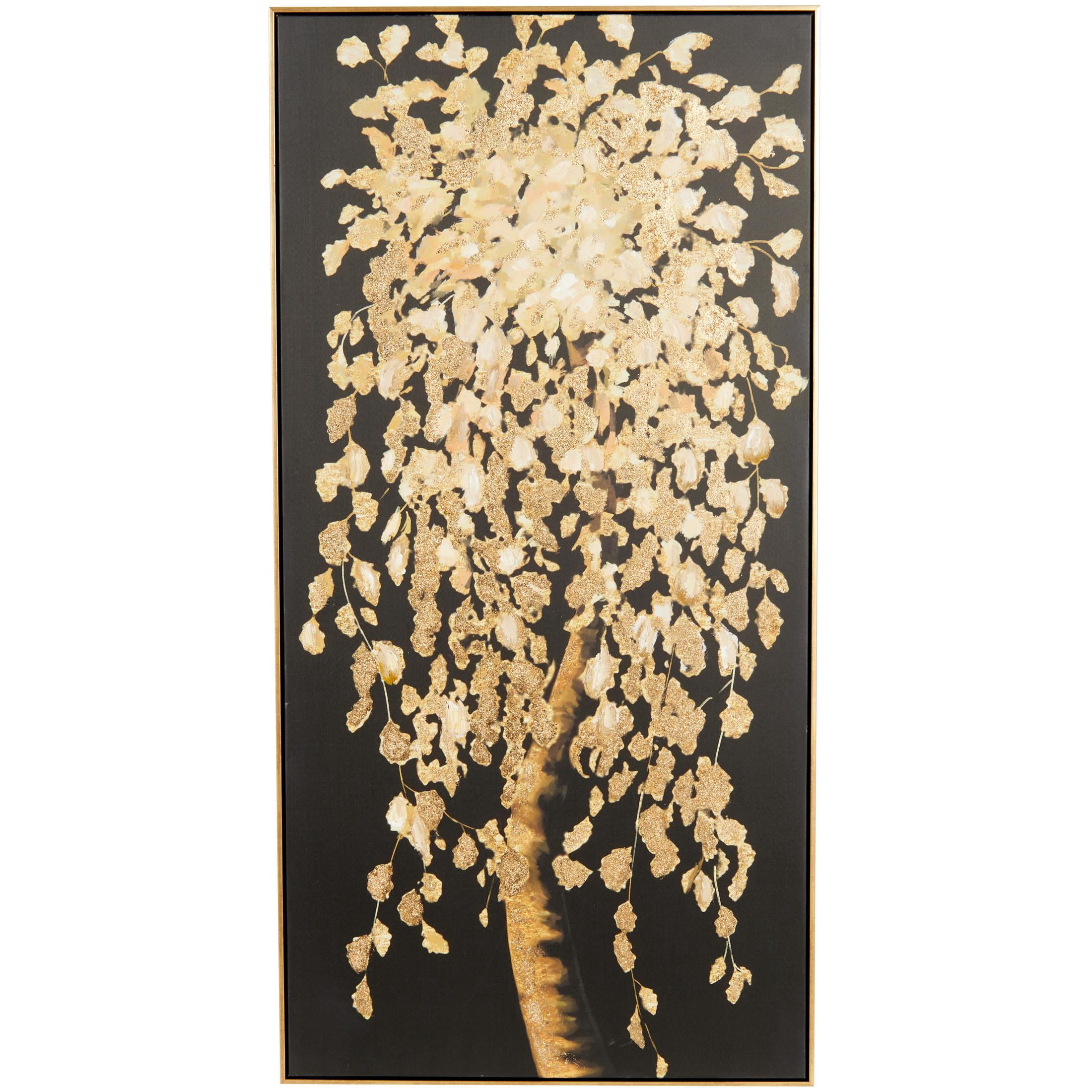 30" x 59" Tree Framed Wall Art with Gold Foil Accents, by DecMode