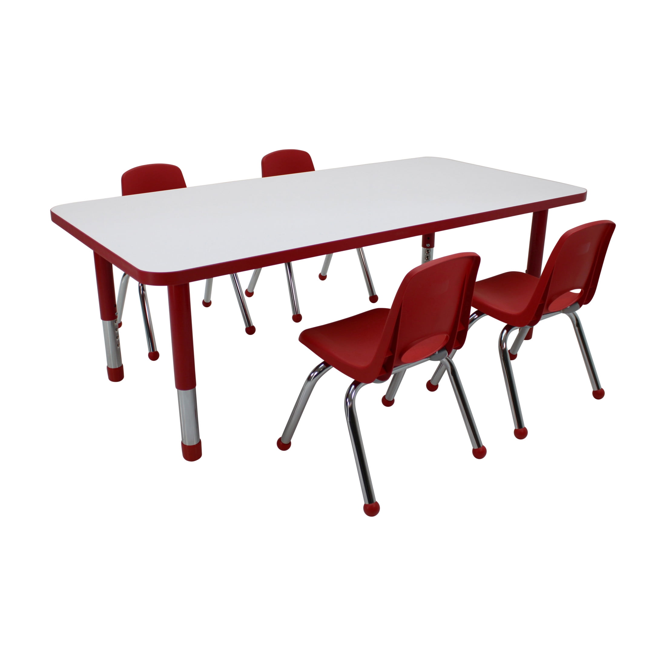 Factory Direct Partners Kids Dry-Erase Activity Table and Stack Chair Set, White Red