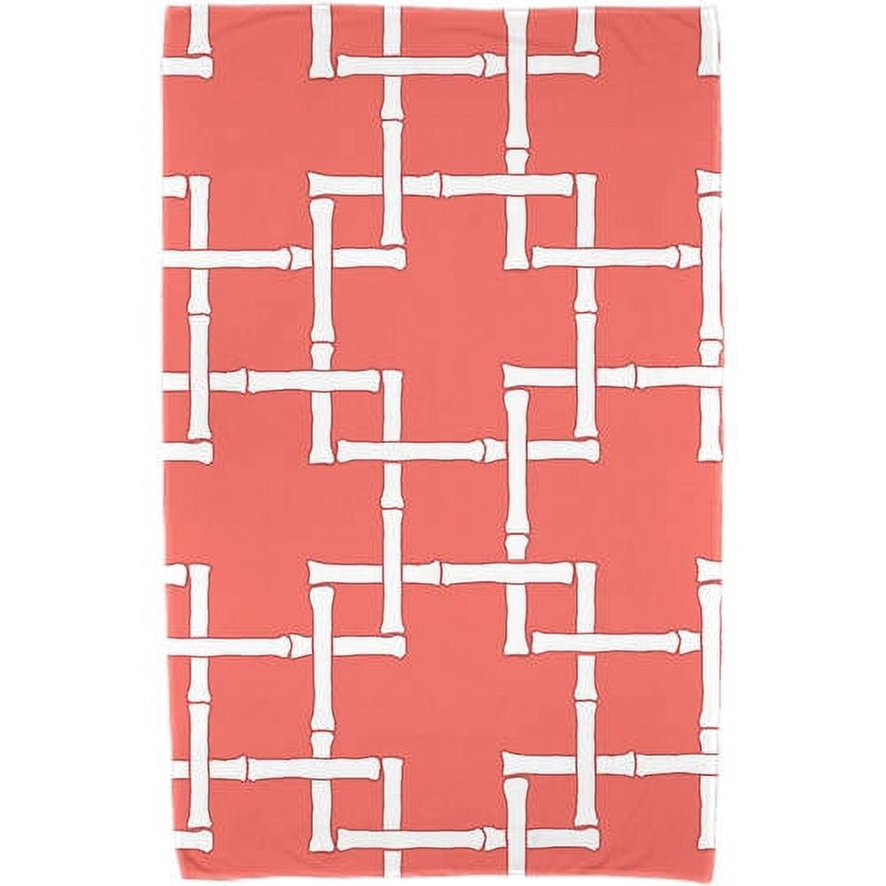 30" x 60" Simply Daisy Mid Century Geometric Print Beach Towel, Coral