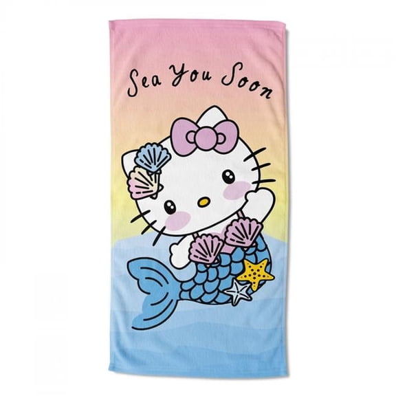 30 x 60 in. Sea You Soon Mermaid Kitty Beach Towel