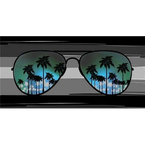30 x 60 in. Sunglasses Palms Blue Printed Beach Towel - Pack of 12