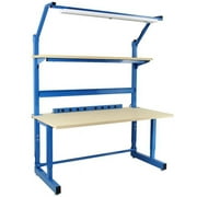 30 x 60 x 30 to 36 in. Adjustable Height Dewey Complete Workstations Set with 1.125 in. Disposable Particleboard Top, Light Blue