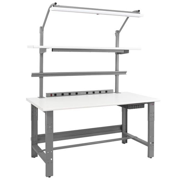 30 x 60 x 30 to 36 in. Adjustable Height Roosevelt Complete Workstations with LisStat Static Control Laminate Top, Gray & White