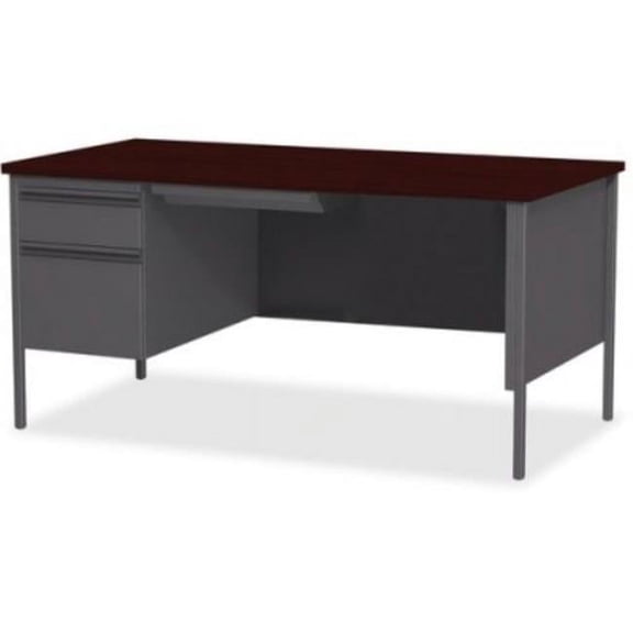 30 x 66 in. Fortress Series Left-Pedestal Desk, Black Walnut, Laminated & Walnut