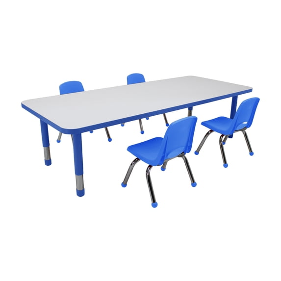 Factory Direct Partners Kids Dry-Erase Activity Table and Stack Chair Set, White Blue