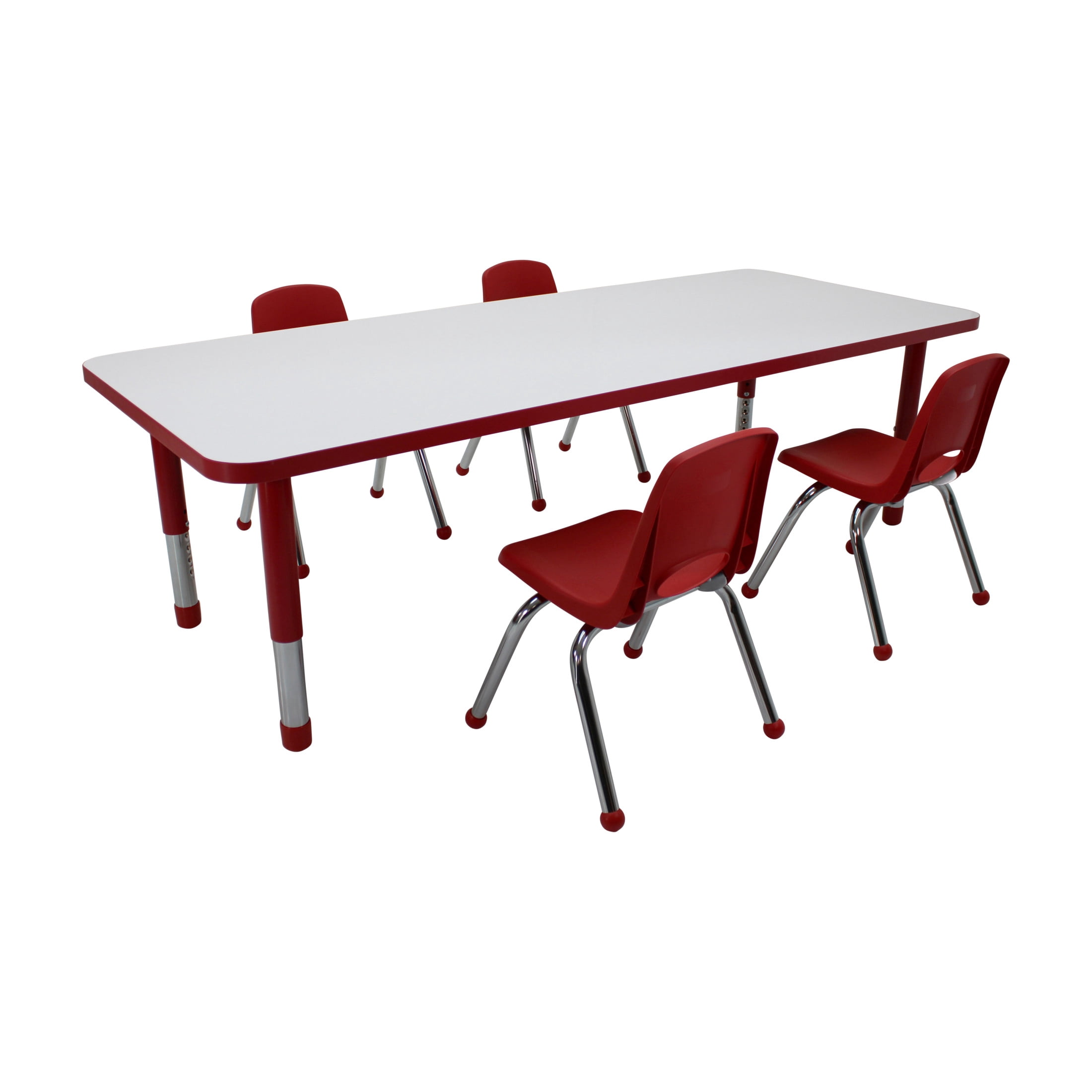 Factory Direct Partners Kids Dry-Erase Activity Table and Stack Chair Set, White Red
