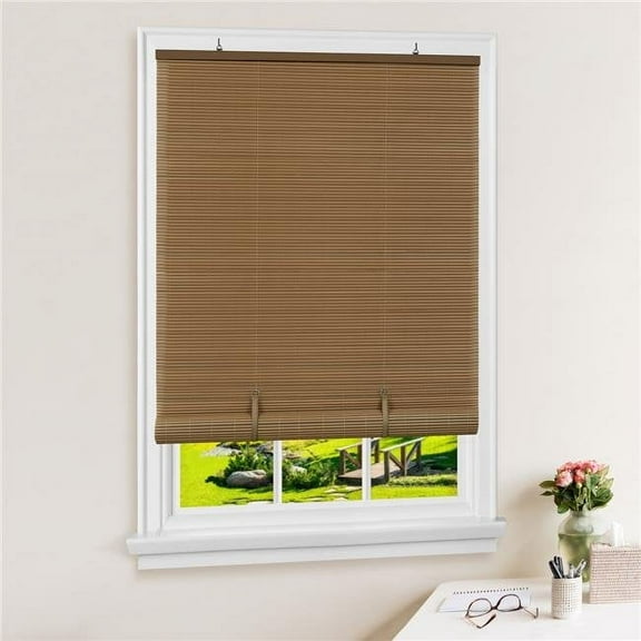 30 x 72 in. Cordless Solstice Vinyl Roll-Up Blind, Woodtone