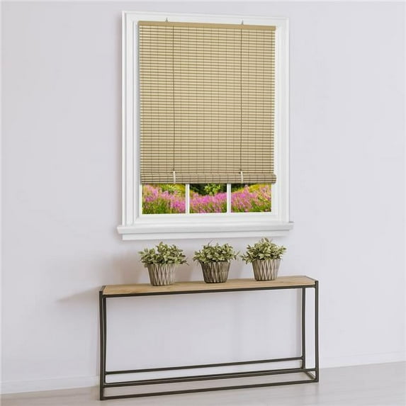 30 x 72 in. Cordless Veranda Vinyl Roll-Up Blind, Desert & Almond