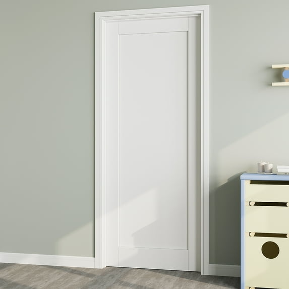 30" x 80" 1 Panel Interior Door Slab Shaker, Solid Core Door Panel as Barn Door, Pocket Door, French Door, Prehung Door - as Panty Door, Closet Door, Pre-finished & Paintable, White