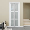 thumbnail image 1 of 30" x 80" Bi-Fold Doors 3-Panel Tempered Frosted Glass Folding Door, Solid MDF Closet Door Prefinished Surface Pre-Drilled Holes Easy Assembly, 1 of 10