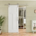 thumbnail image 1 of 30" x 80" T Shape Waterproof White Primed Solid Core Composite MDF Wood Sliding Barn Door With Hardware Kit, 1 of 9