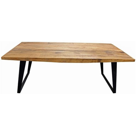 30 x 84 x 40 in. Natural & Black Solid Wood & Iron Rectangular Dining Table