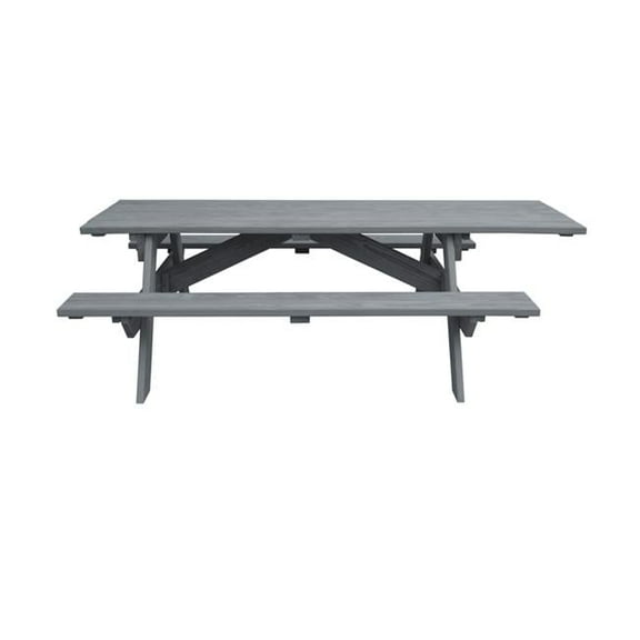 30 x 94 x 66 in. Gray Solid Wood Outdoor Picnic Table