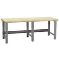 thumbnail image 1 of 30 x 96 x 30 to 36 in. Adjustable Height Roosevelt Workbenches with 1.75 in. Thick Solid Maple Lacquered Butcher Block & Round Front Edge Top, Gray, 1 of 1